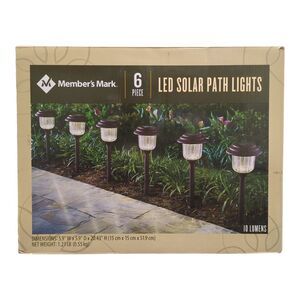 Member's Mark Outdoor LED Solar Path Lights, 10 Lumens, 6-Pack, Black